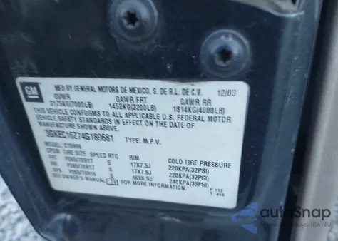 2004 GMC Yukon Xl 1500 Slt from USA, damaged, VIN 3GKEC16Z74G189681